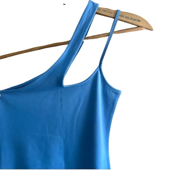 NWOT ABERCROMBIE Fitch Asymmetrical One Shoulder Ponte Mini Dress Blue XS P - Picture 8 of 11